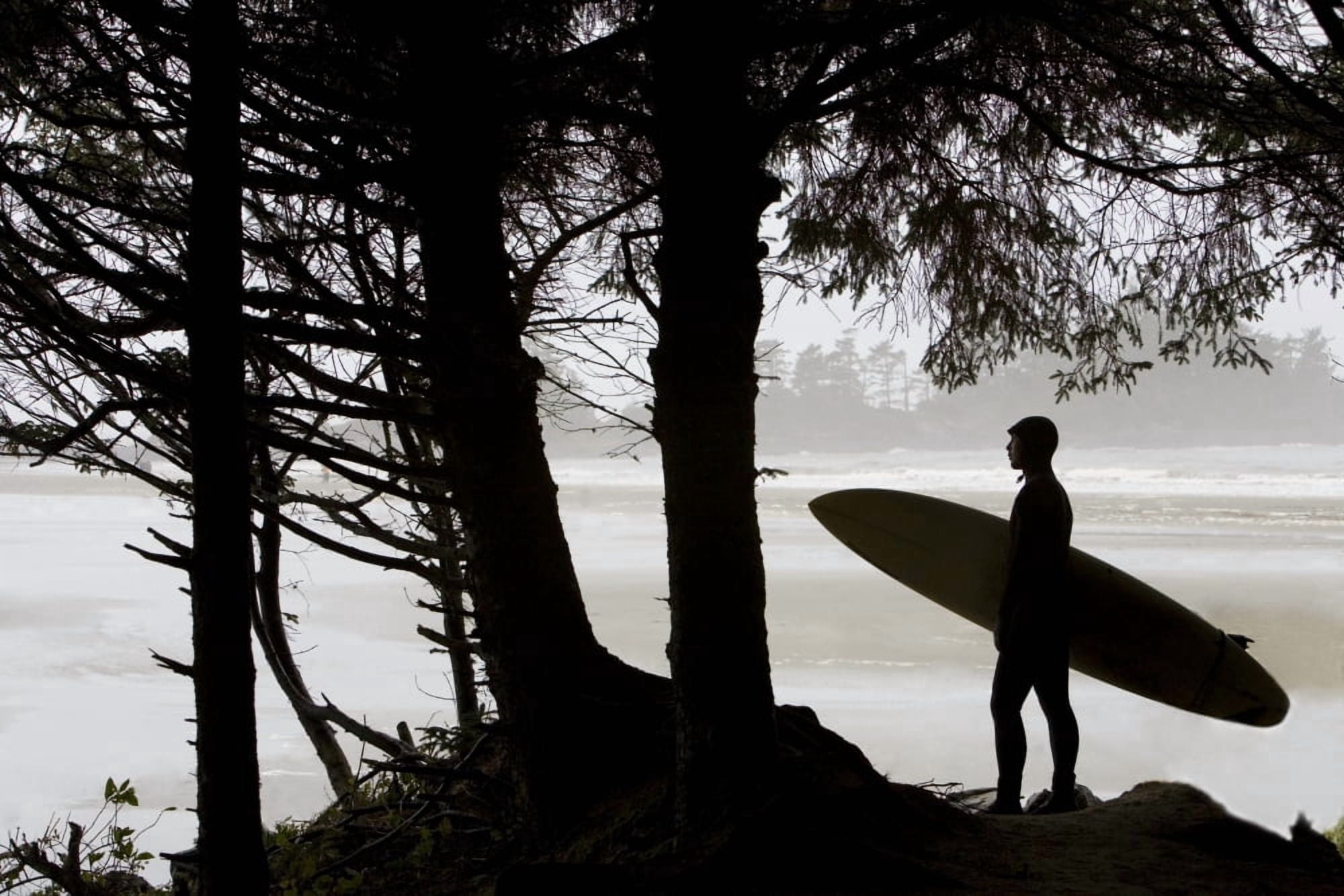 Posterazzi Silhouette Of A Surfer Looking Out To The Water Canvas Art - Deddeda Design Pics (34 x 22)