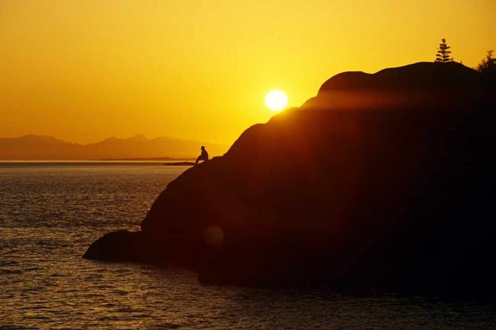 Posterazzi Silhouette Of Person On Rock Turnagain Arm Sc Ak Canvas Art - Chris Arend Design Pics (34 x 22)