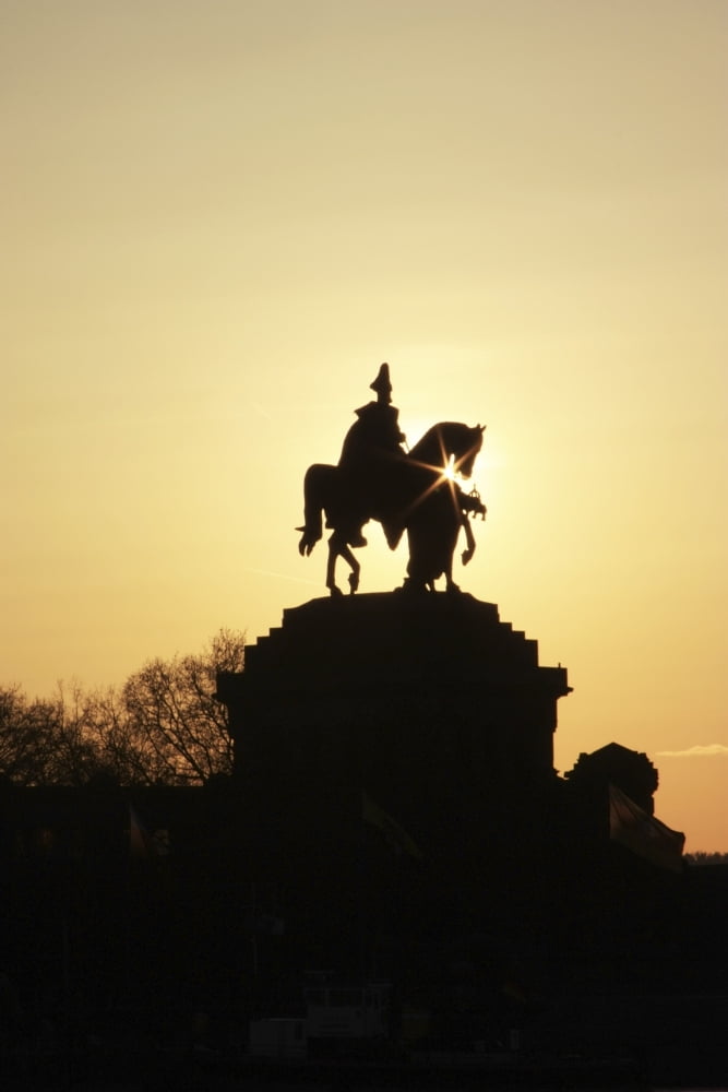 Posterazzi Silhouette Of Statue Of Kaiser Wilhelm I Koblenz Rheinland Pfalz Germany Canvas Art - Peter Zoeller Design Pics (24 x 38)