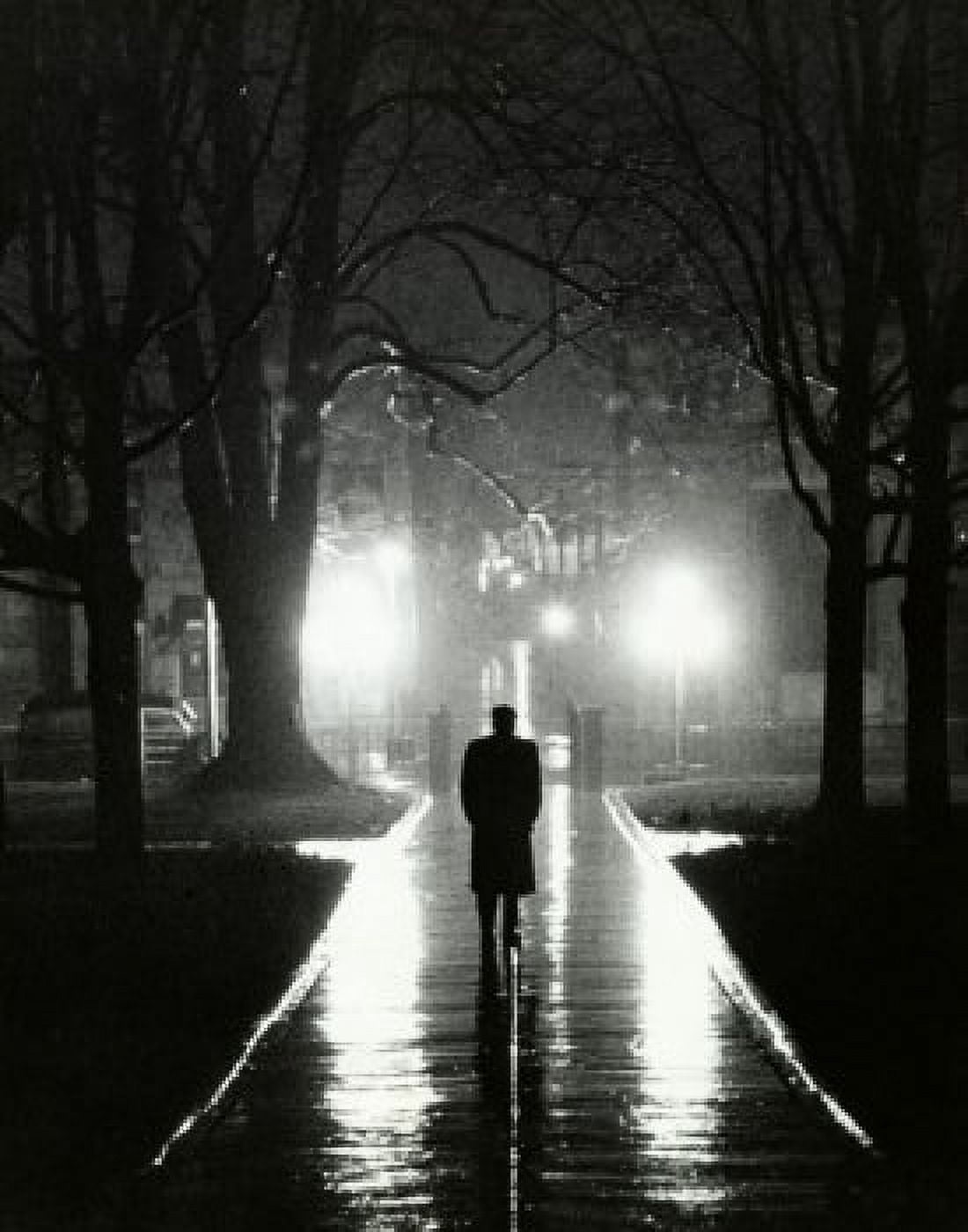 Posterazzi Silhouette of a man walking on a walkway Canvas Art - (24 x 36)