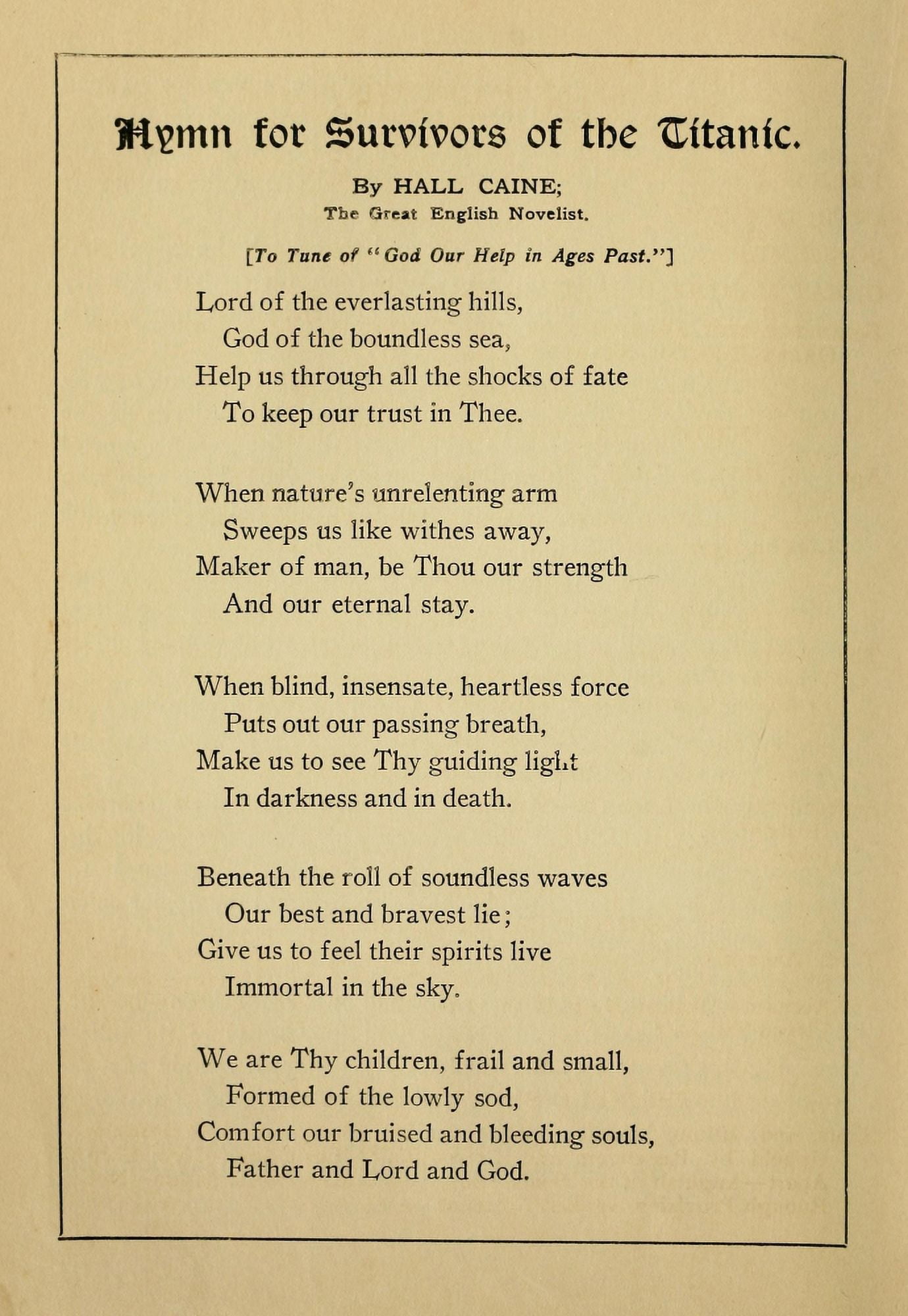 Posterazzi Sinking of the Titanic 1912 Hymn for survivors of the Titanic Canvas Art - Hall Caine (24 x 36)