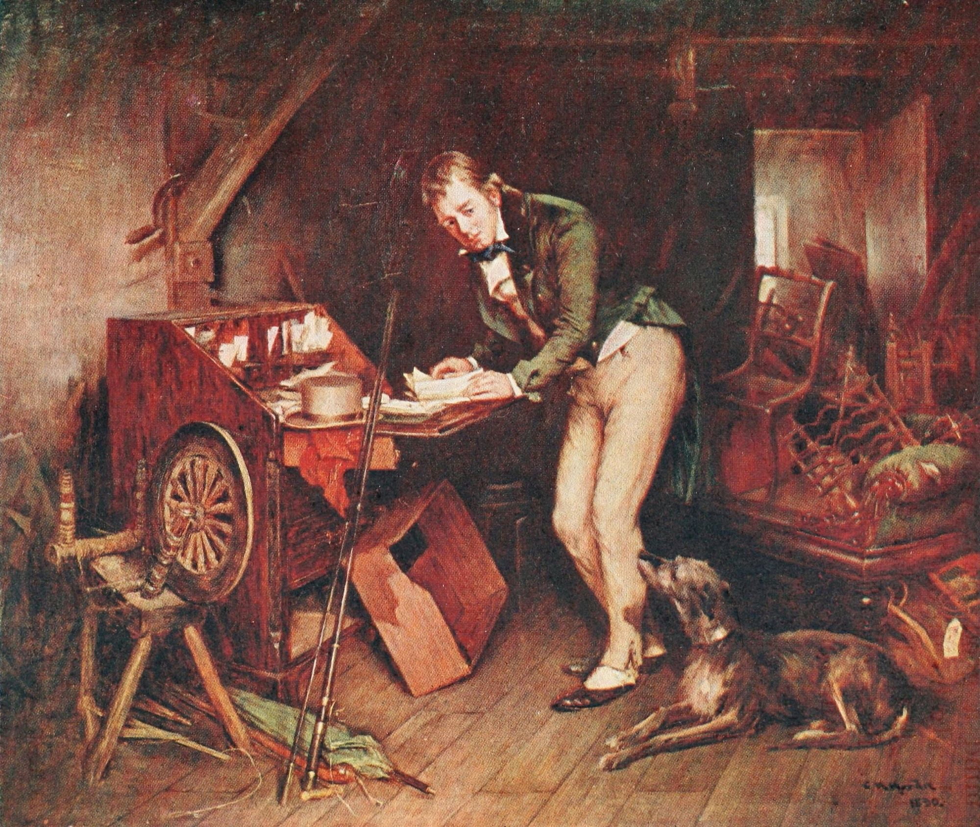 Posterazzi Sir Walter Scott 1913 Scott finding the Ms of Waverley Canvas Art - Charles M Hardie (24 x 36)
