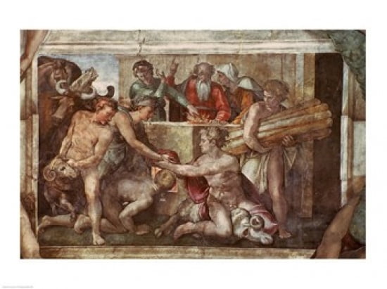 Posterazzi Sistine Chapel Ceiling Noah After the Flood Canvas Art - Michelangelo Buonarroti (36 x 24)