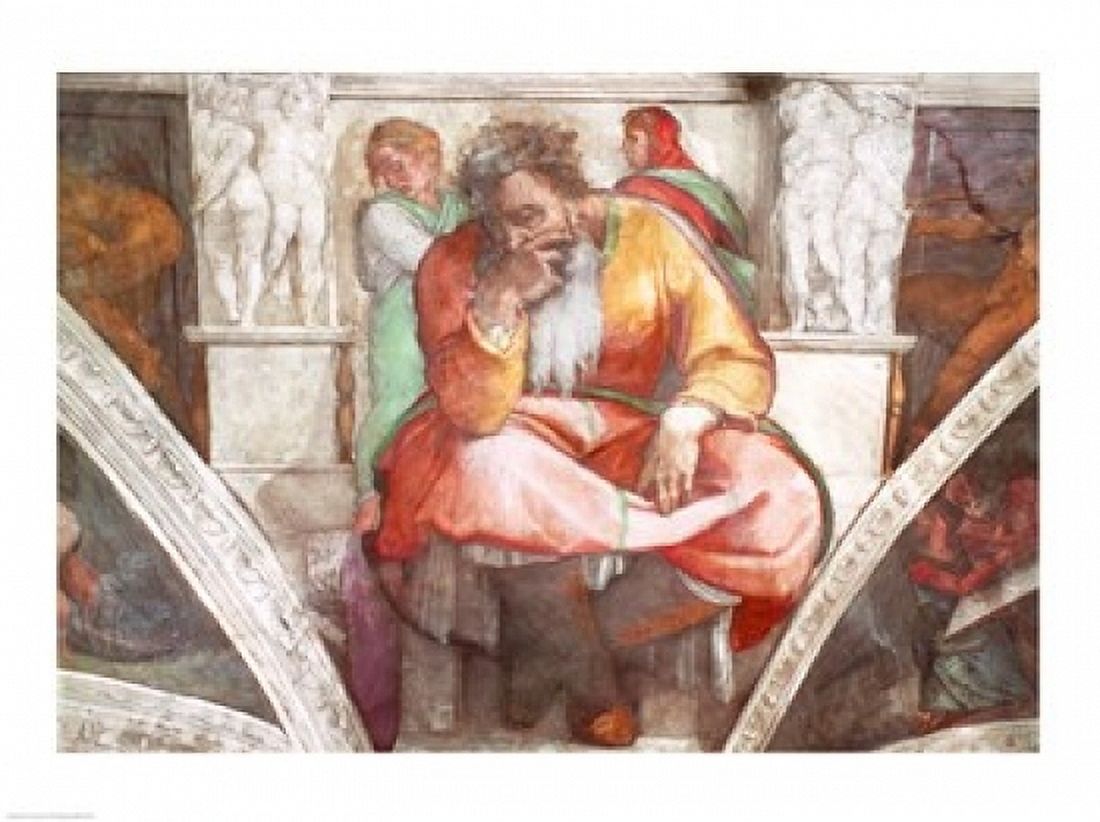 Posterazzi Sistine Chapel Ceiling The Prophet Jeremiah Canvas Art - Michelangelo Buonarroti (36 x 24)