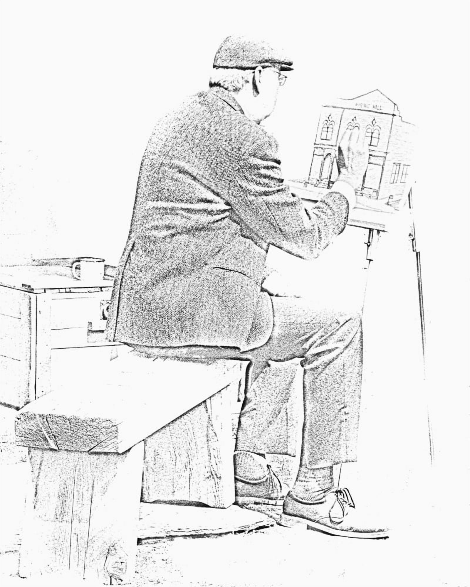 Posterazzi Sketch of old man painting Alberta Canada Canvas Art - Ron Harris Design Pics (24 x 30)