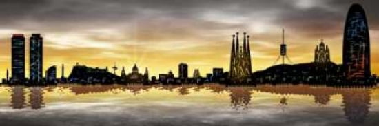 Posterazzi Skyline Barcelona 05 Canvas Art - Jose Ferriz (12 x 36)