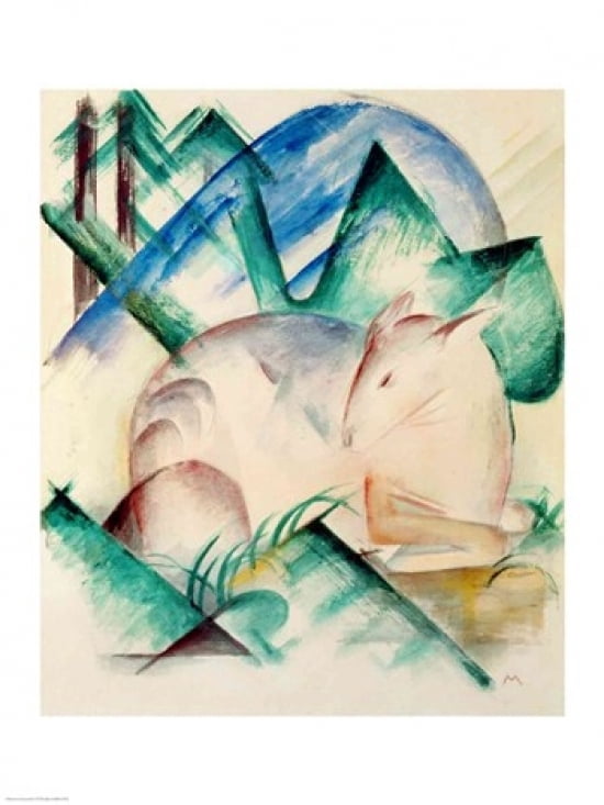 Posterazzi Sleeping Deer Canvas Art - Franz Marc (24 x 36)