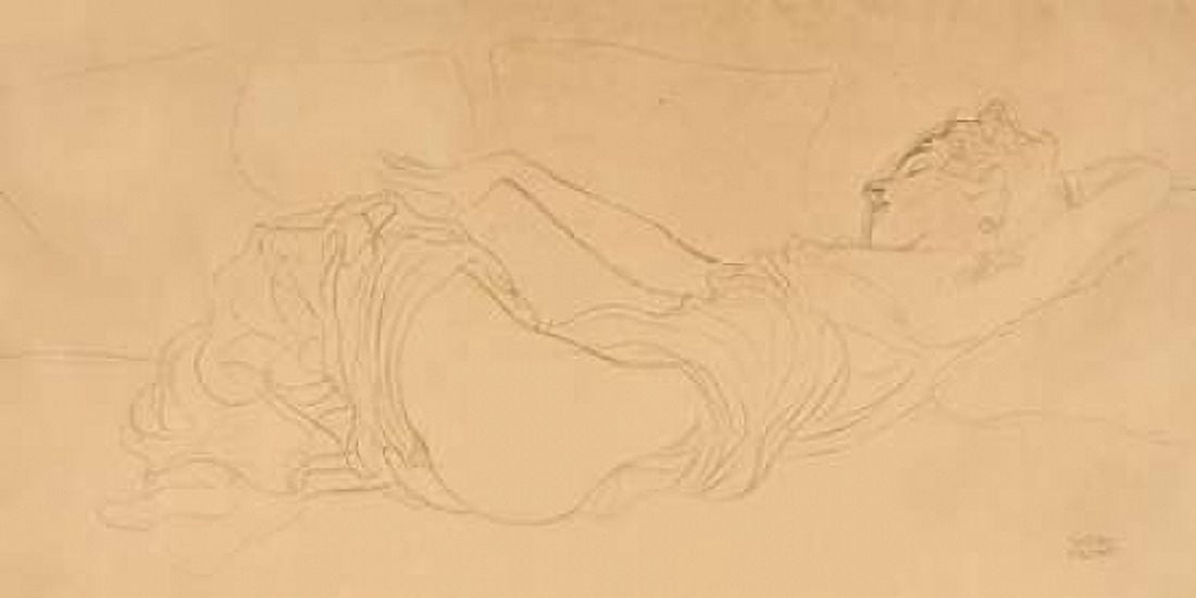 Posterazzi Sleeping Woman Canvas Art - Gustav Klimt (24 x 48)