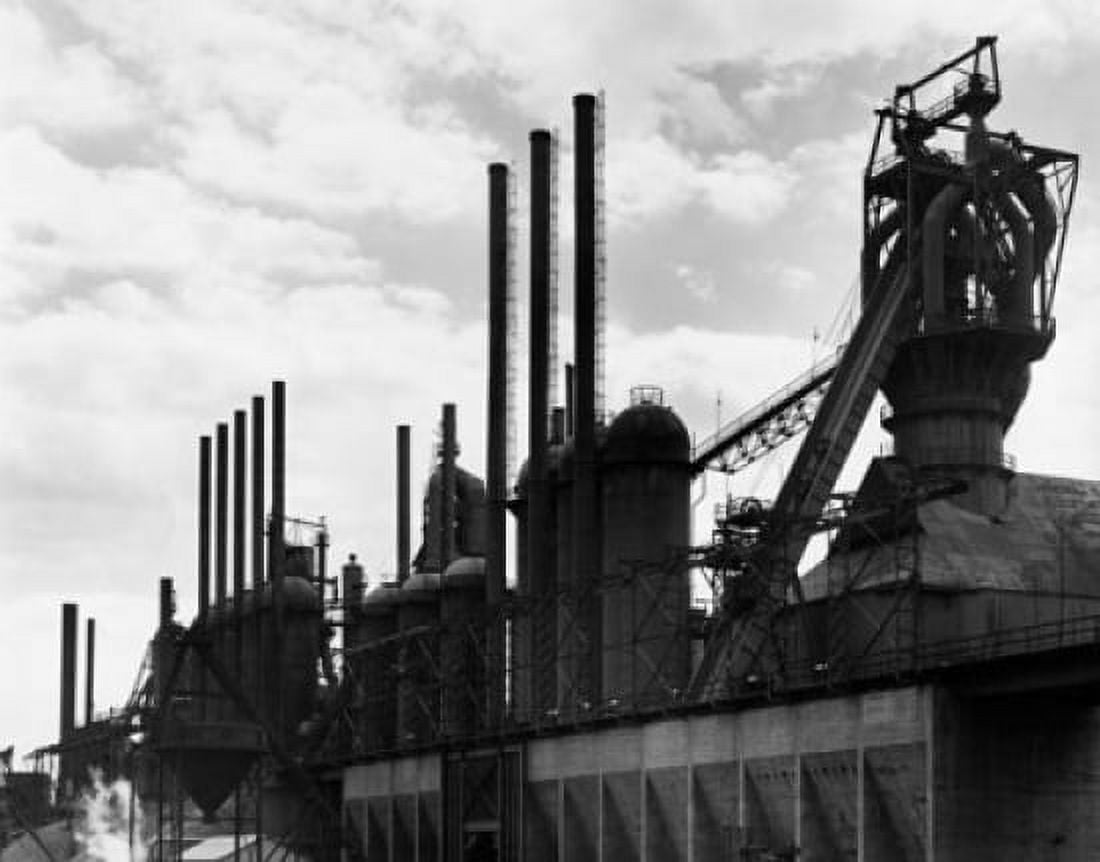 Posterazzi Smoke stacks at a steel mill Canvas Art -  (24 x 36)