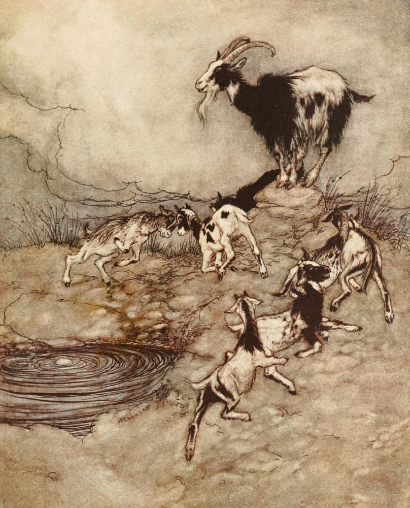 Posterazzi Snowdrop & other Tales 1920 7 kids & their mother Canvas Art - A Rackham (24 x 36)