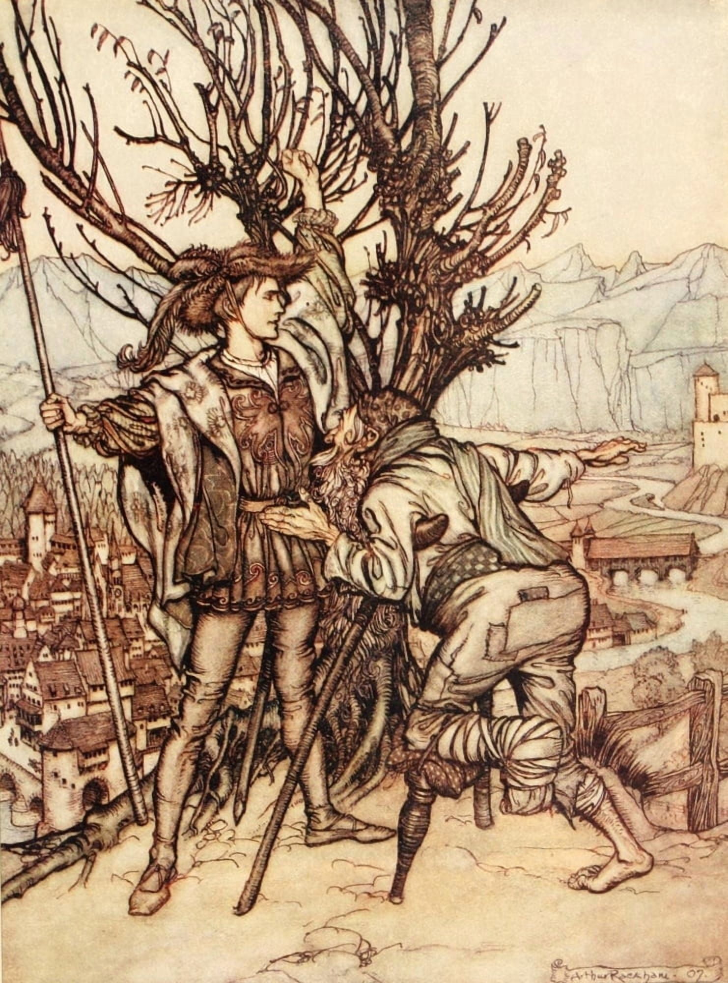 Posterazzi Snowdrop & other Tales 1920 Briar Rose Not afraid Canvas Art - A Rackham (24 x 36)