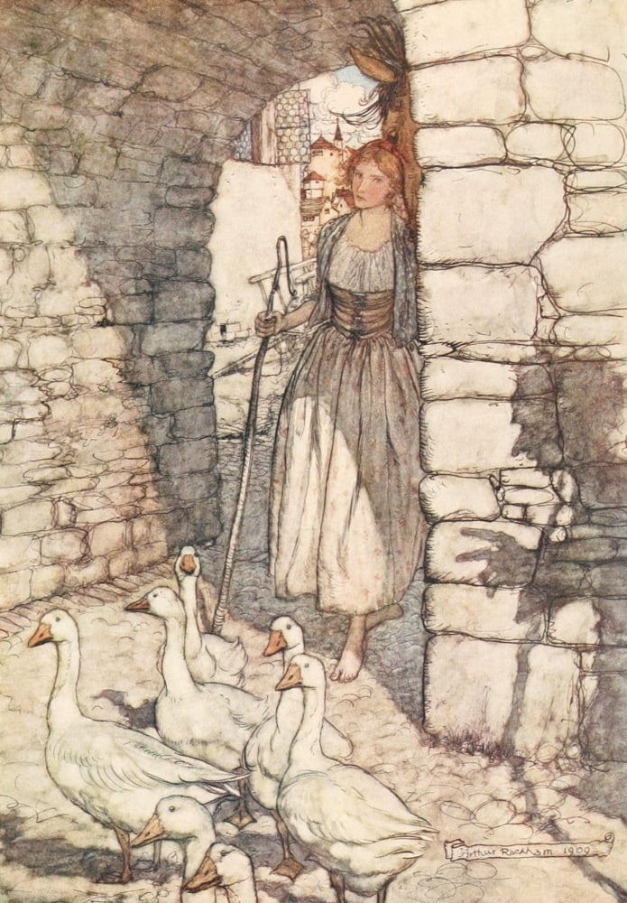 Posterazzi Snowdrop & other Tales 1920 The Goosegirl Canvas Art - A Rackham (24 x 36)
