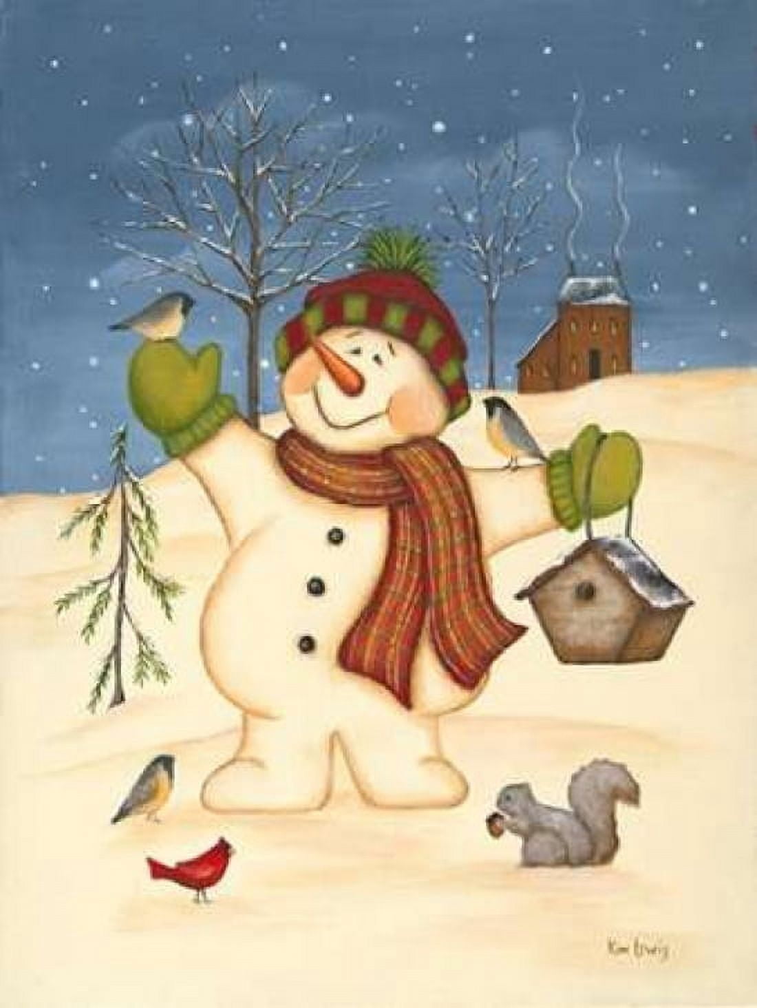 Posterazzi Snowman Bird House Canvas Art - Kim Lewis (18 x 24)