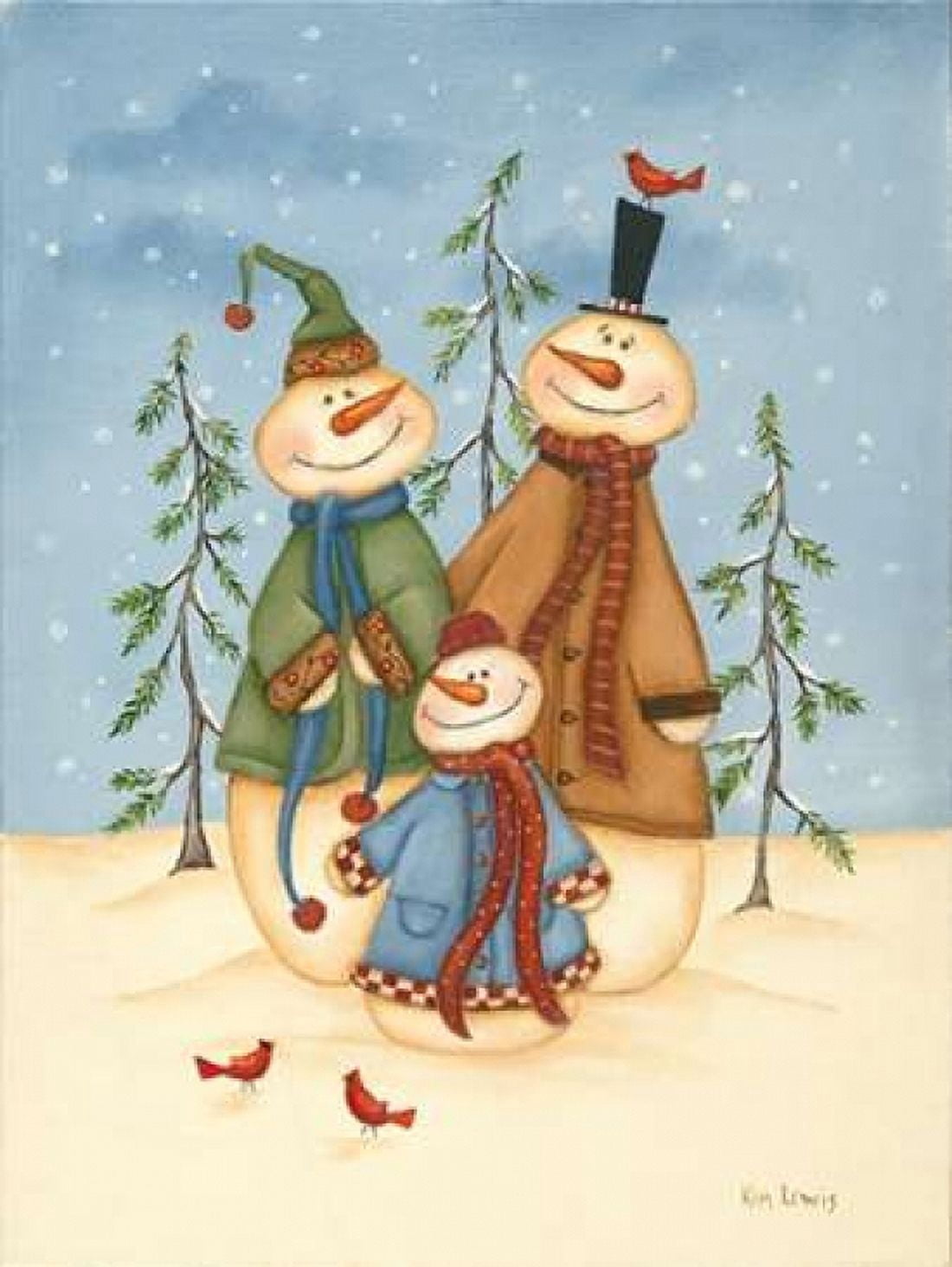 Posterazzi Snowman Family II Canvas Art - Kim Lewis (18 x 24)