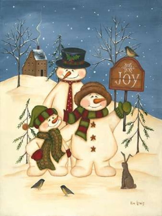 Posterazzi Snowman Family Joy Canvas Art - Kim Lewis (18 x 24)