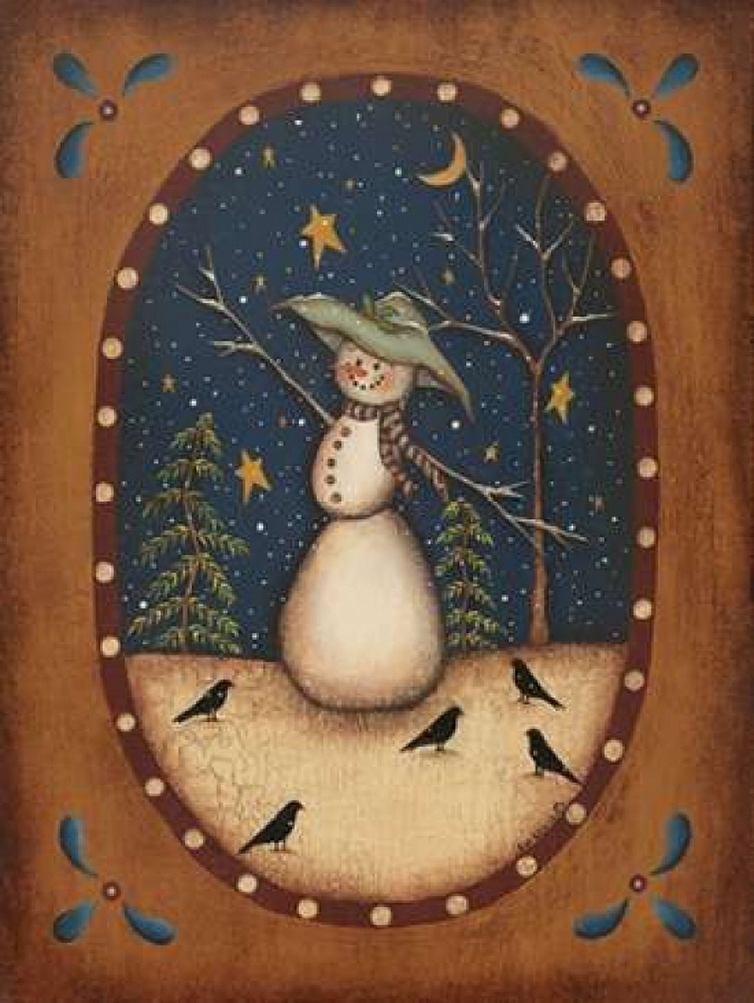 Posterazzi Snowman with Crow Canvas Art - Kim Lewis (18 x 24)