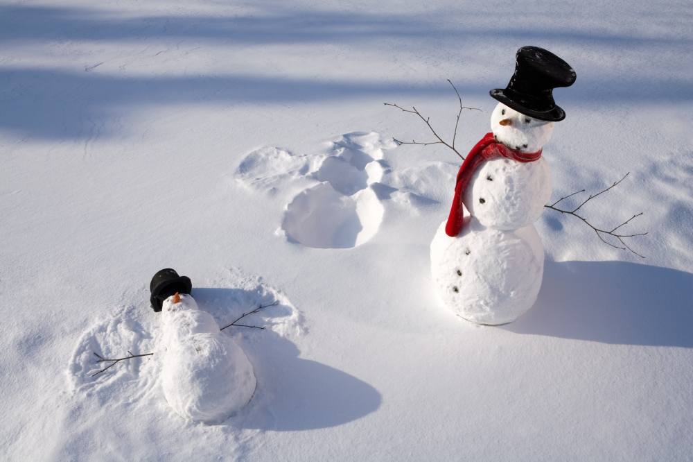 Posterazzi Snowmen In Forest Making Snow Angel Imprint In Snow In Late Afternoon Sunlight Alaska Winter Canvas Art - Kevin Smith Design Pics (34 x 22)
