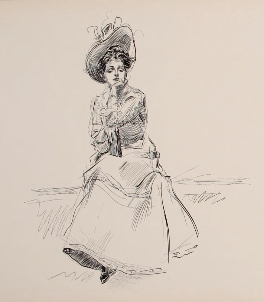 Posterazzi Social Ladder 1902 Pensive lady Canvas Art - Charles Dana Gibson (24 x 36)