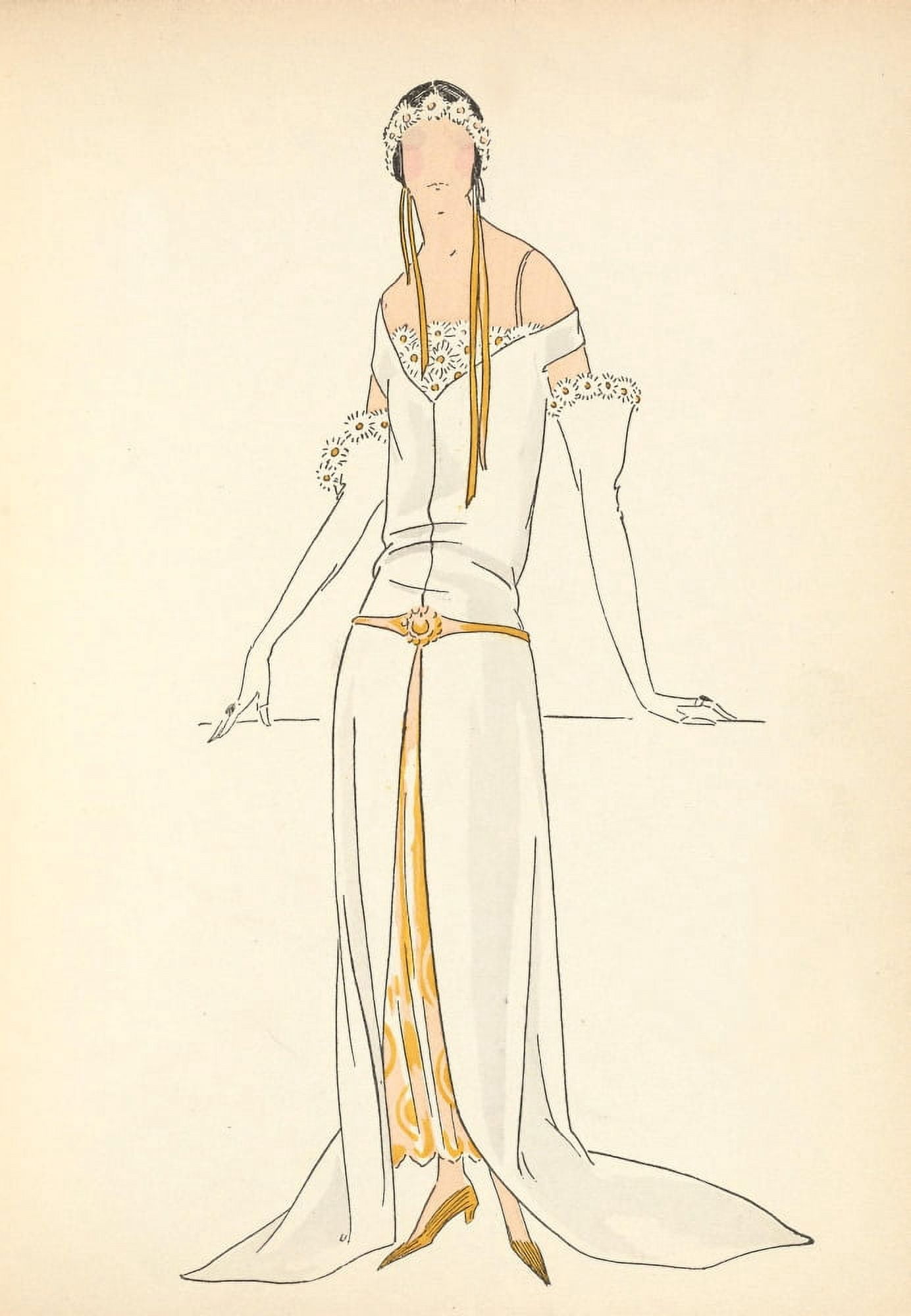 Posterazzi Soeurs David Gazette du Bon Ton 1921 Summer Gown 4 Canvas Art - Soeurs David (24 x 36)