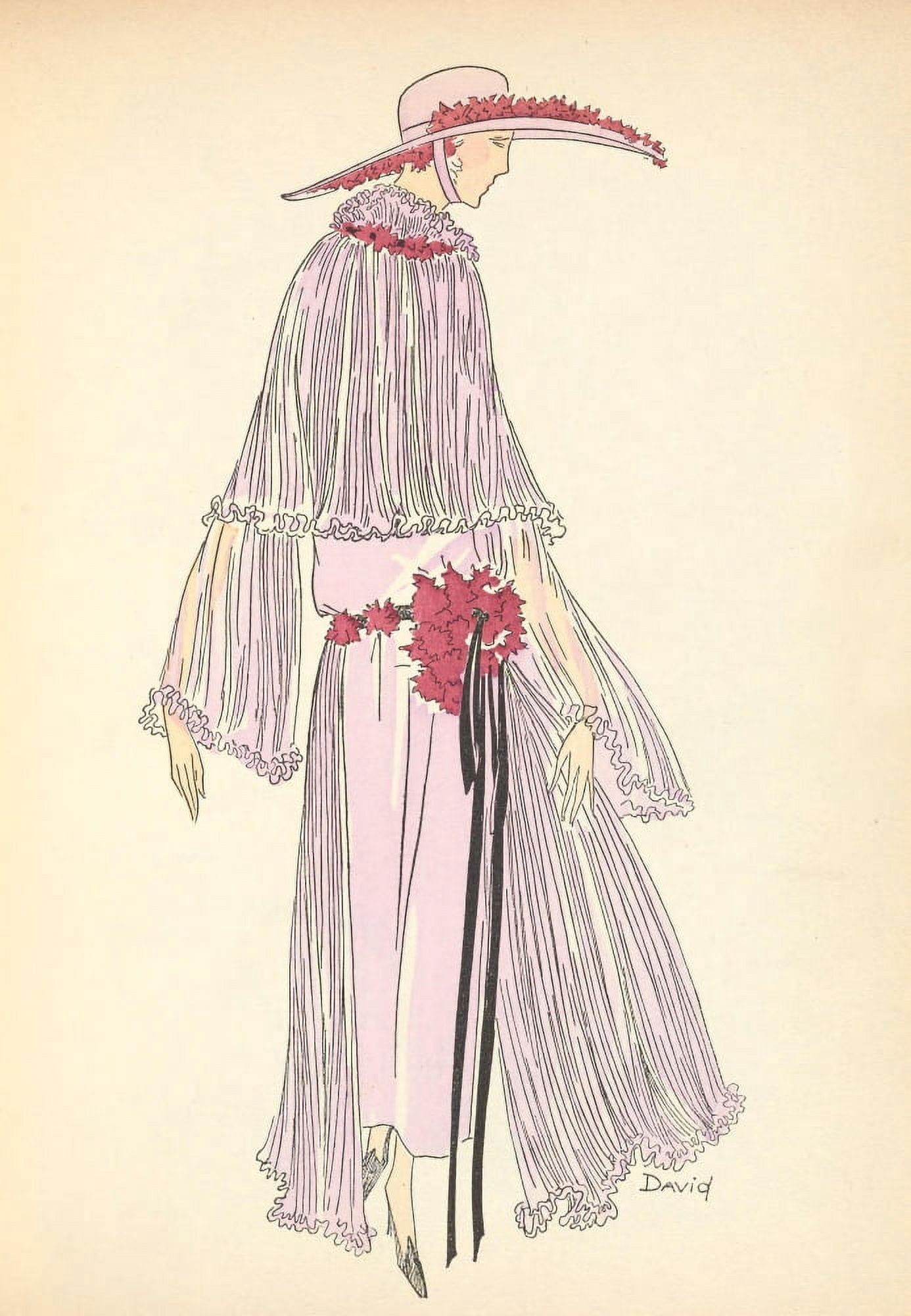 Posterazzi Soeurs David Gazette du Bon Ton 1921 Summer Gown 6 Canvas Art - Soeurs David (24 x 36)