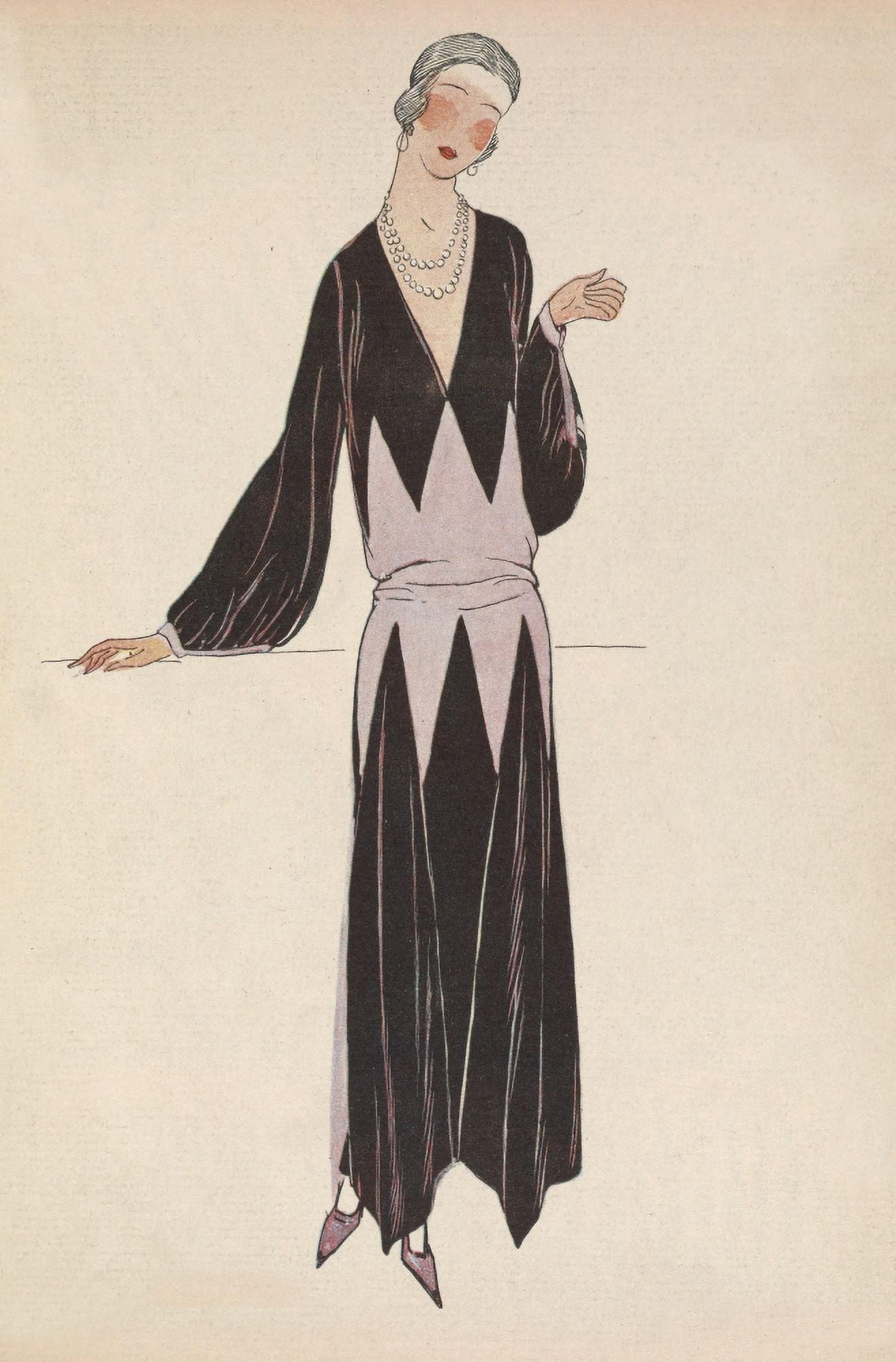 Posterazzi Soeurs David Gazette du Bon Ton 1922 Gown 6 Canvas Art - Soeurs David (24 x 36)