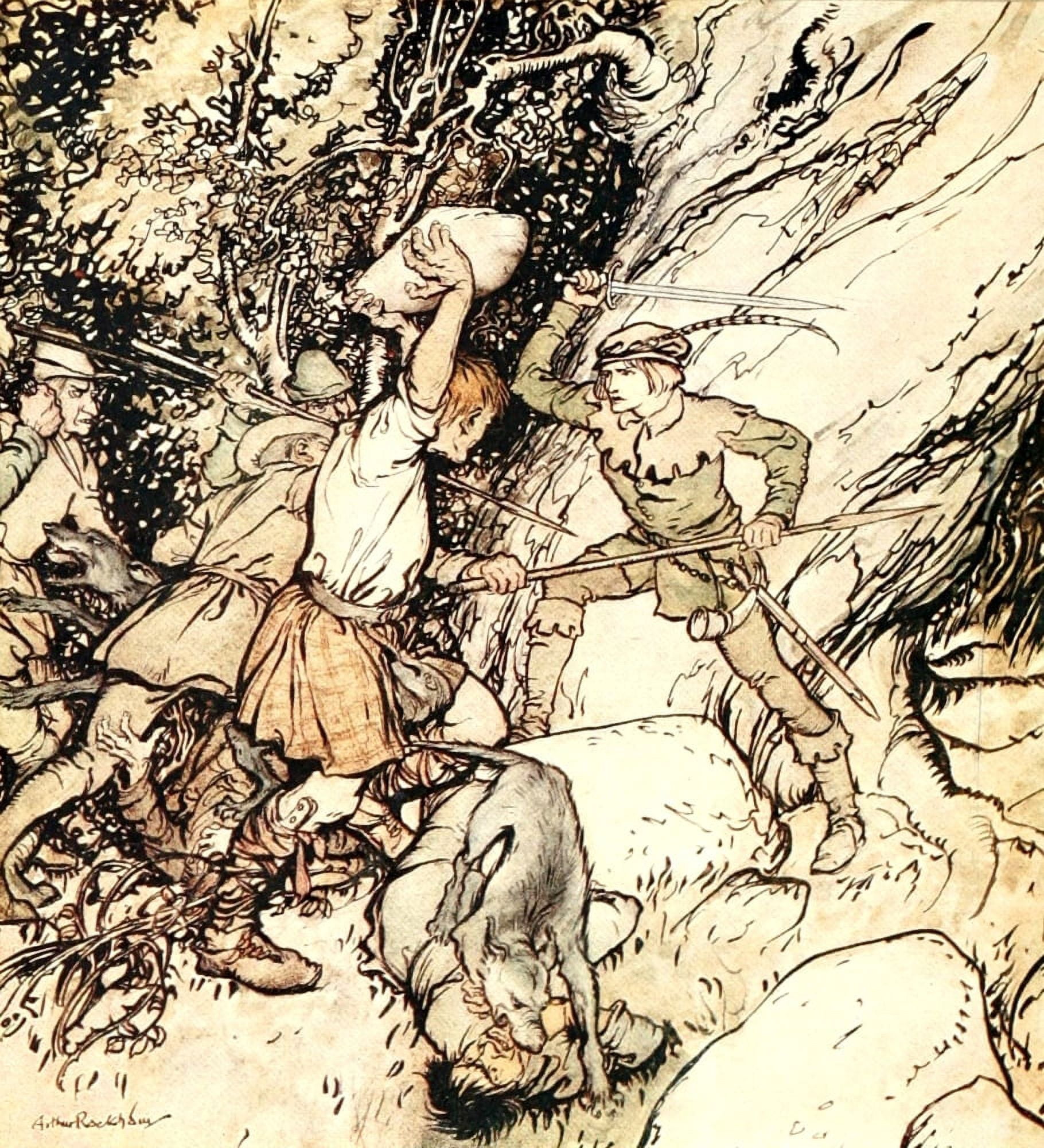 Posterazzi Some British Ballads 1918 Johnnie of Cockerslee Canvas Art - A Rackham (24 x 36)