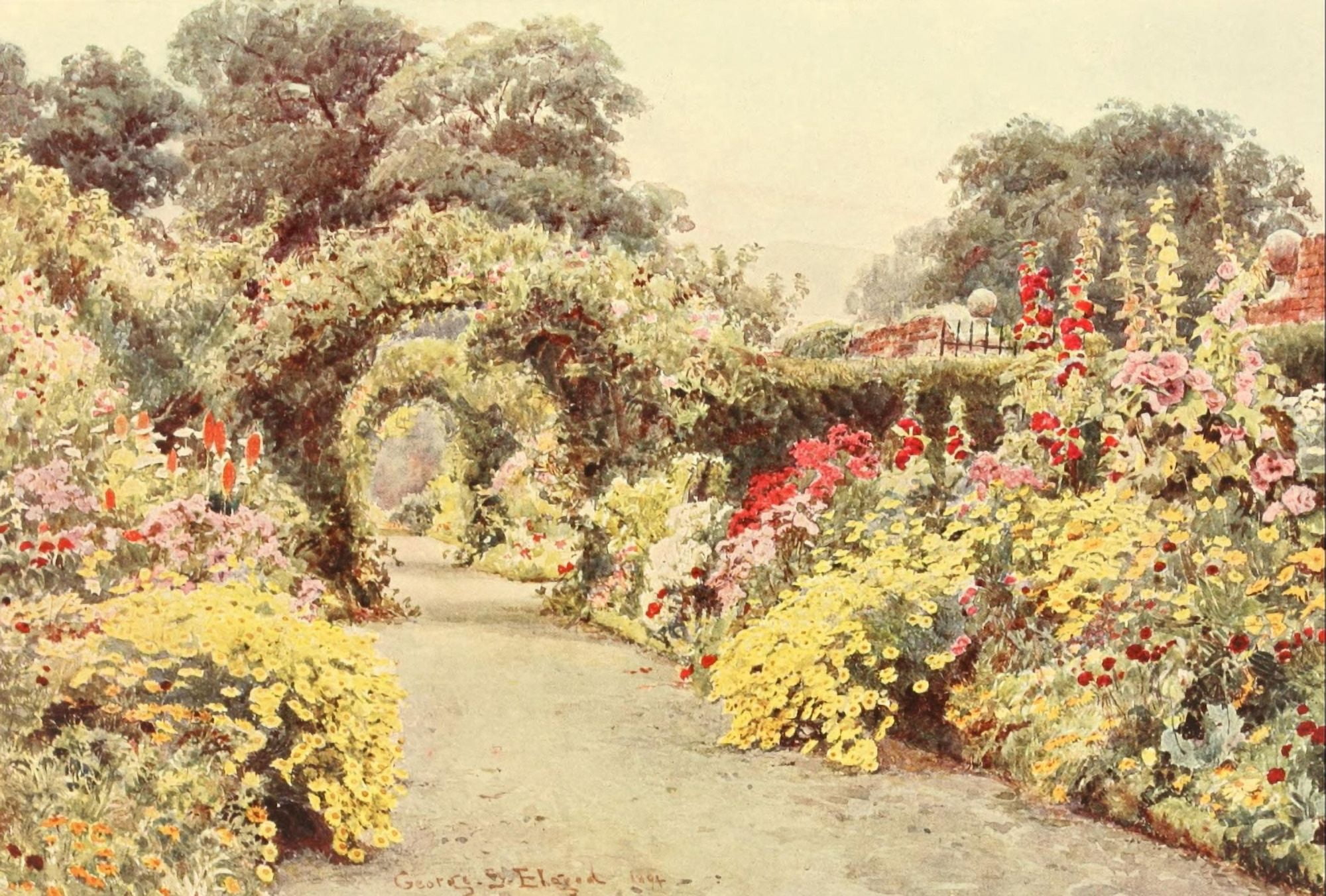 Posterazzi Some English Gardens 1904 Abbey-Leix Canvas Art - George S Elgood (24 x 36)