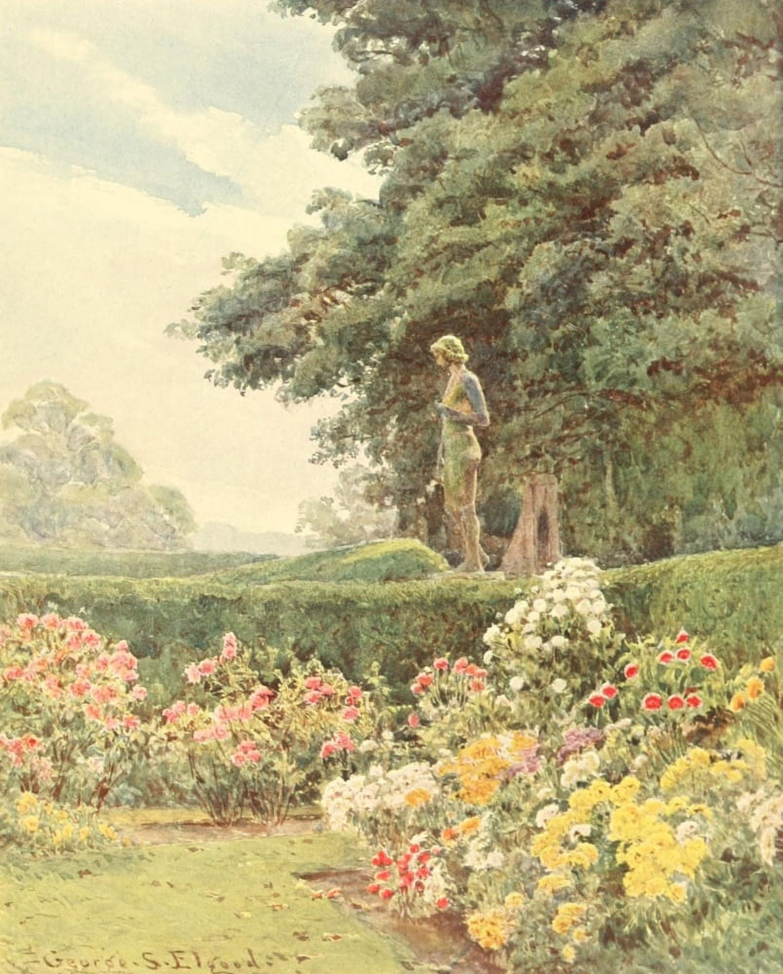 Posterazzi Some English Gardens 1904 Balcaskie The Apollo Canvas Art - GS Elgood (24 x 36)