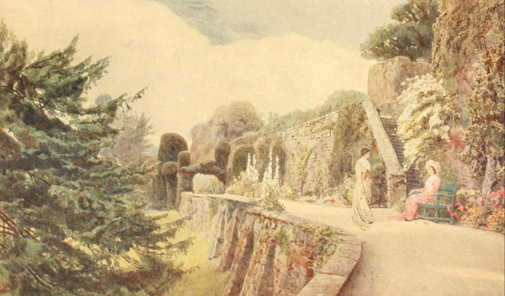 Posterazzi Some English Gardens 1904 Berkeley Castle Lower Terrace Canvas Art - George S Elgood (24 x 36)