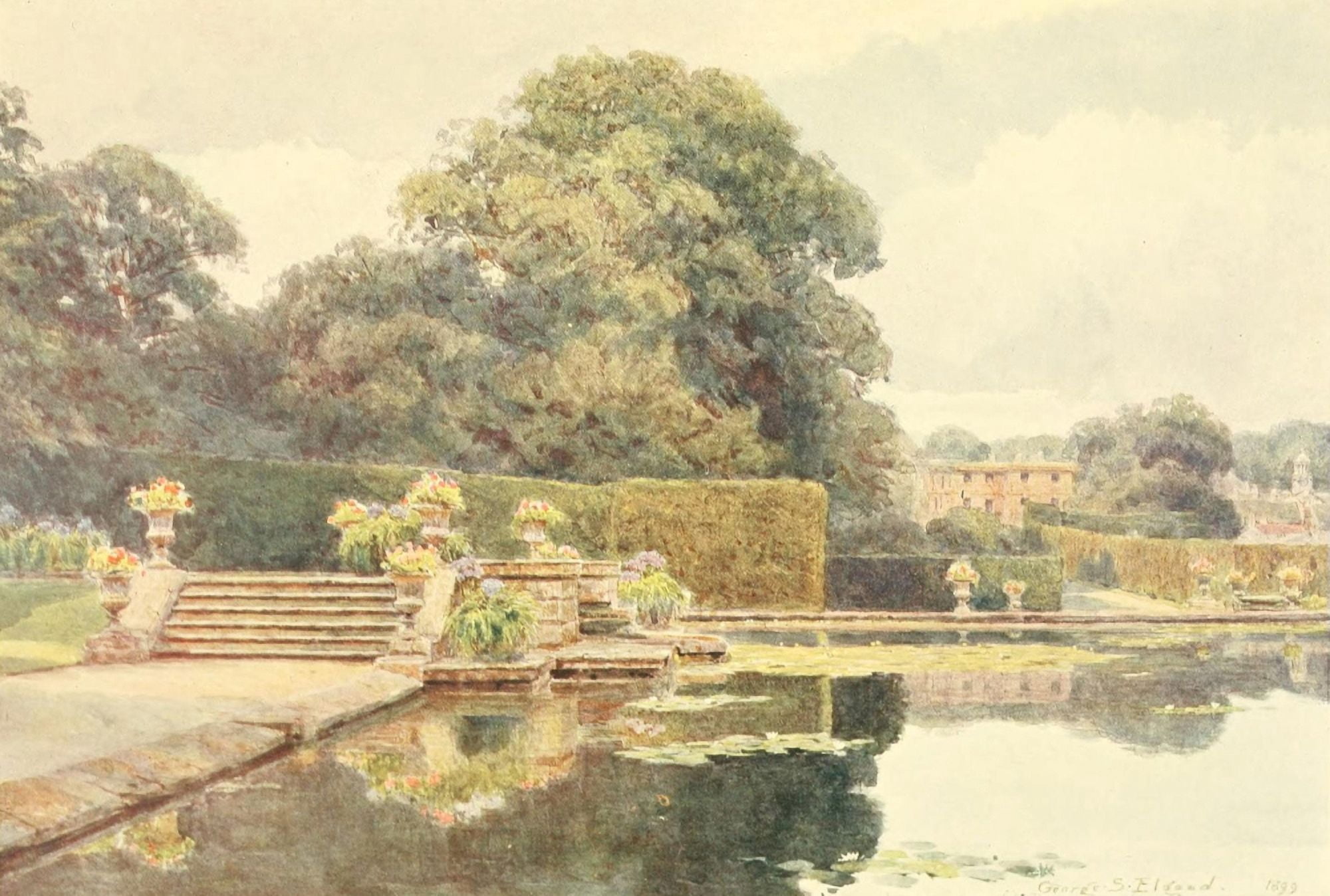 Posterazzi Some English Gardens 1904 Bramham Pool Canvas Art - George S Elgood (24 x 36)