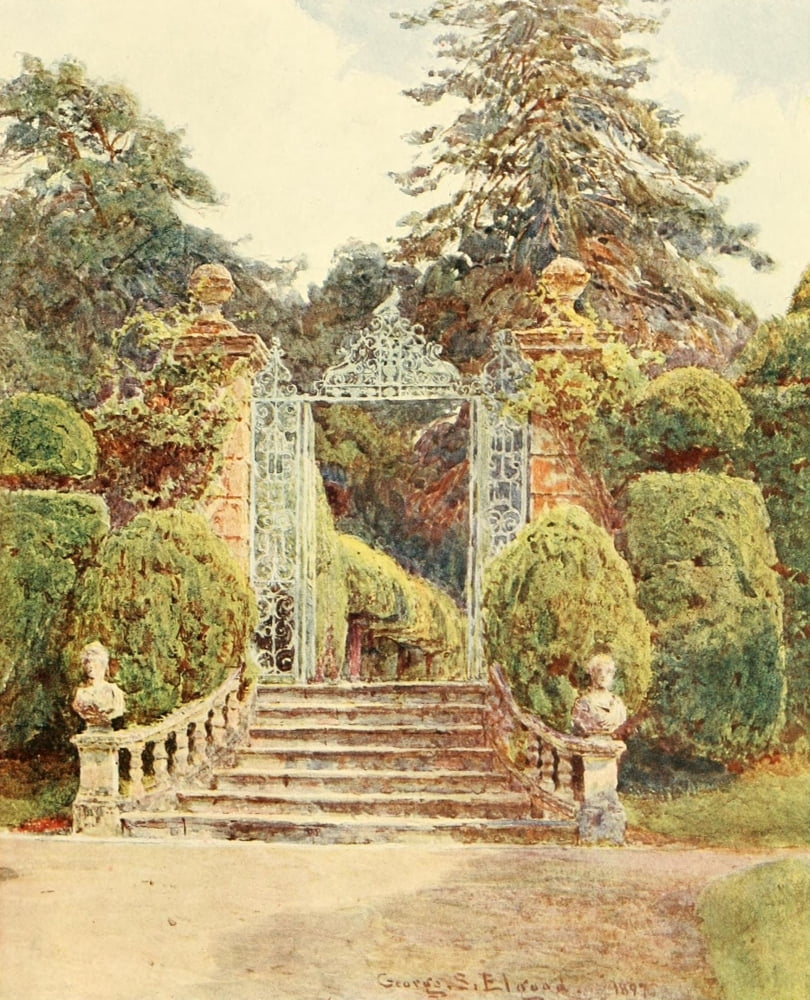 Posterazzi Some English Gardens 1904 Brockenhurst Garden Gate Canvas Art - George S Elgood (24 x 36)