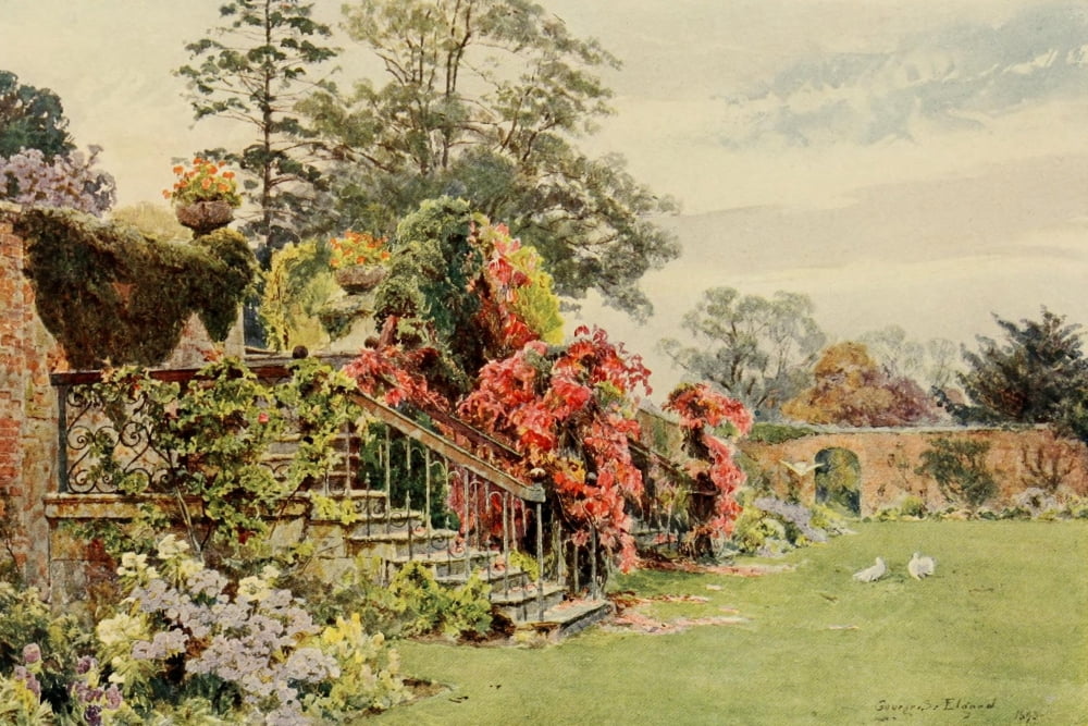 Posterazzi Some English Gardens 1904 Bulwick autumn Canvas Art - George S Elgood (24 x 36)