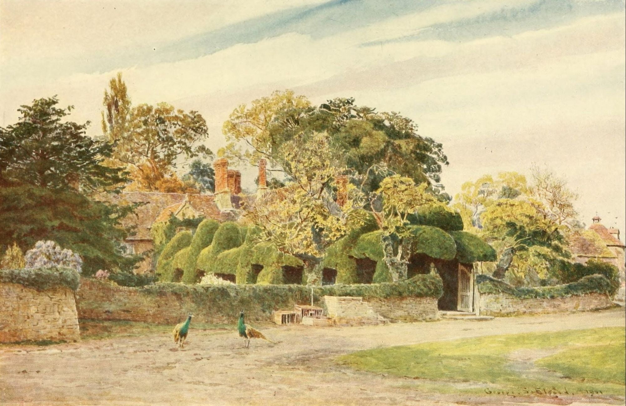 Posterazzi Some English Gardens 1904 Cleeve Prior 12 Apostles Canvas Art - George S Elgood (24 x 36)