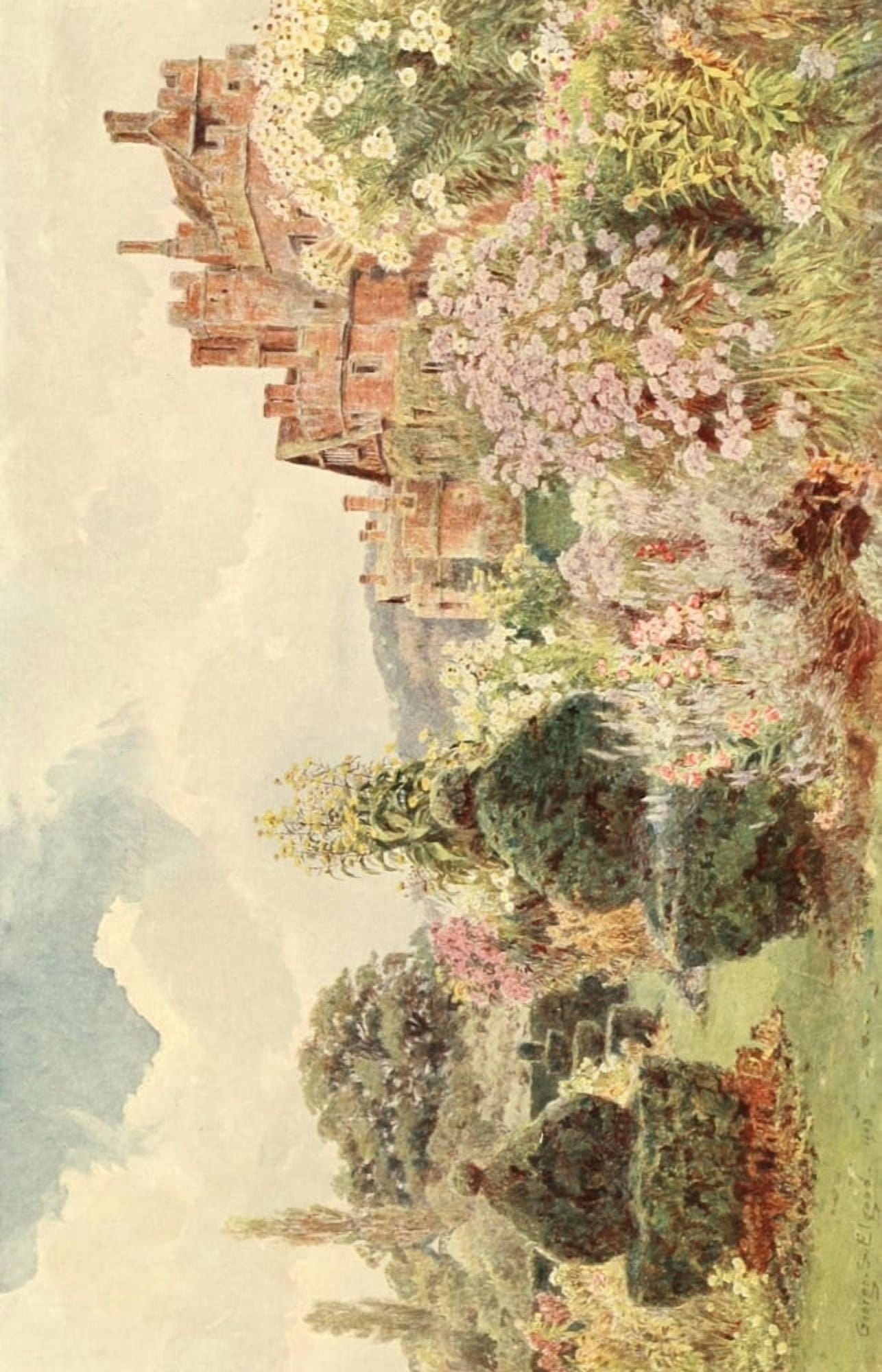 Posterazzi Some English Gardens 1904 Compton Wynyates Canvas Art - George S Elgood (24 x 36)