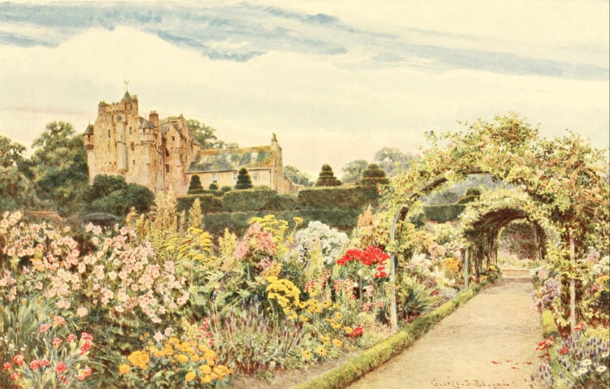 Posterazzi Some English Gardens 1904 Crathes Canvas Art - George S Elgood (24 x 36)