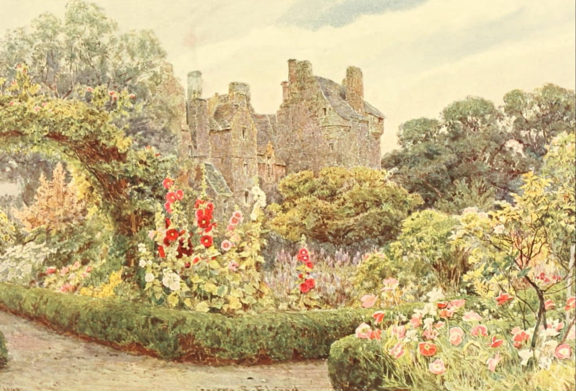 Posterazzi Some English Gardens 1904 Kellie Castle Canvas Art - GS Elgood (24 x 36)