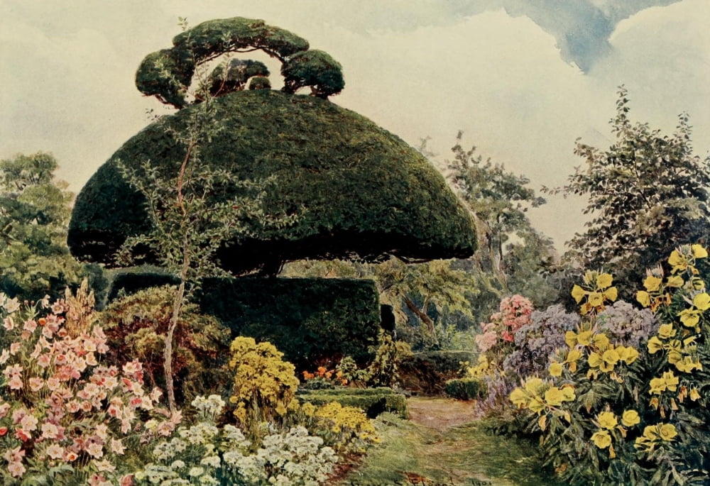 Posterazzi Some English Gardens 1904 Lyde Yew Arbour Canvas Art - GS Elgood (24 x 36)