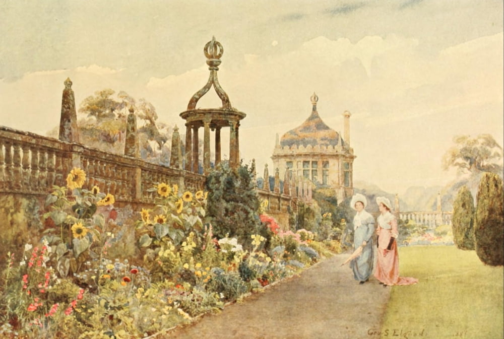 Posterazzi Some English Gardens 1904 Montacute sunflowers Canvas Art - George S Elgood (24 x 36)