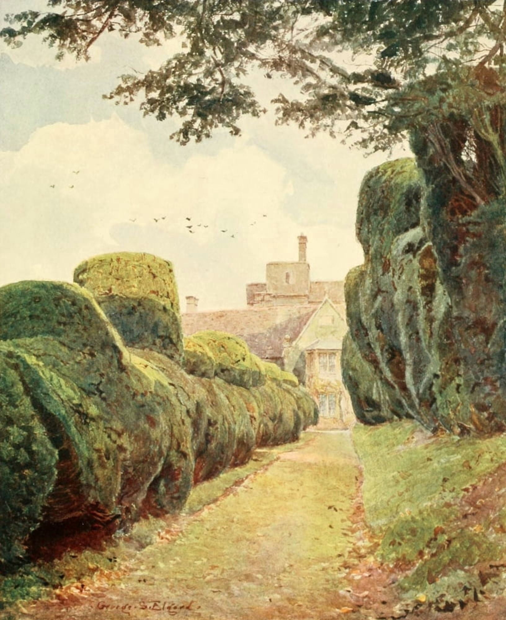 Posterazzi Some English Gardens 1904 Rockingham Yew Alley Canvas Art - GS Elgood (24 x 36)