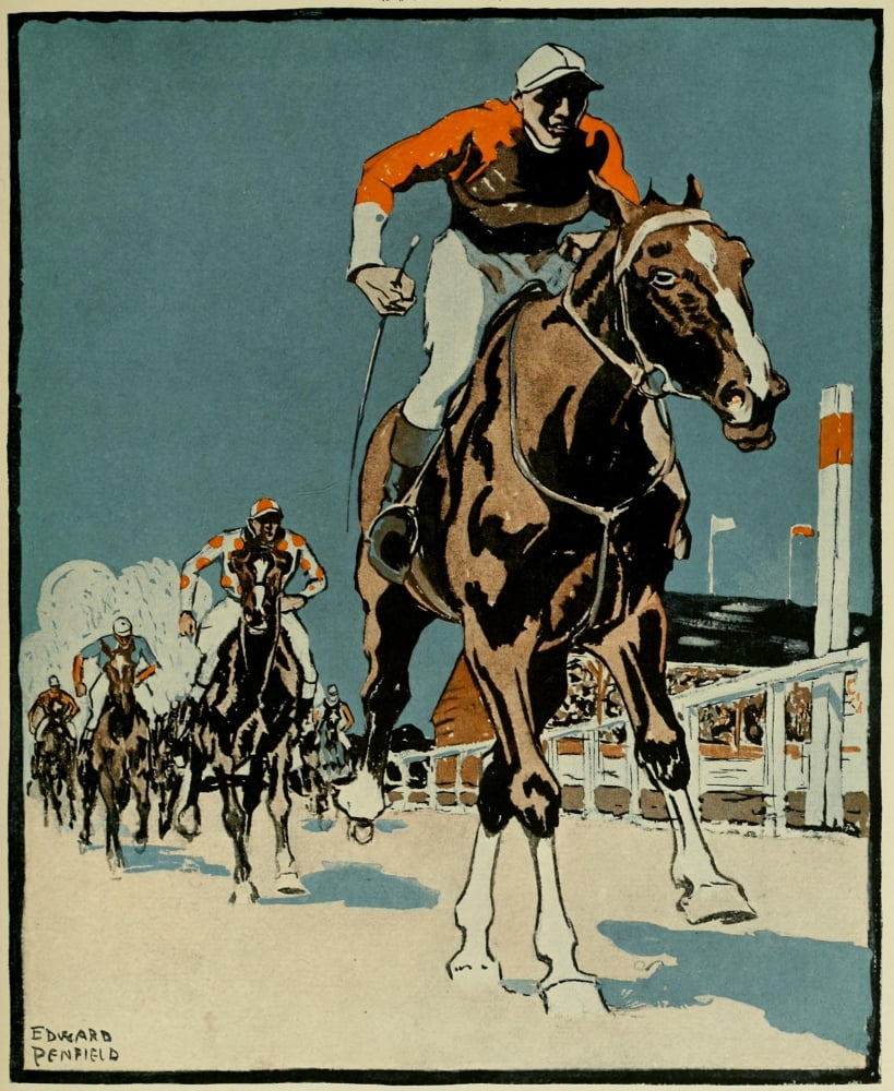 Posterazzi Some examples of the work of American designers 1918 Horse-racing Canvas Art - Edward Penfield (24 x 36)