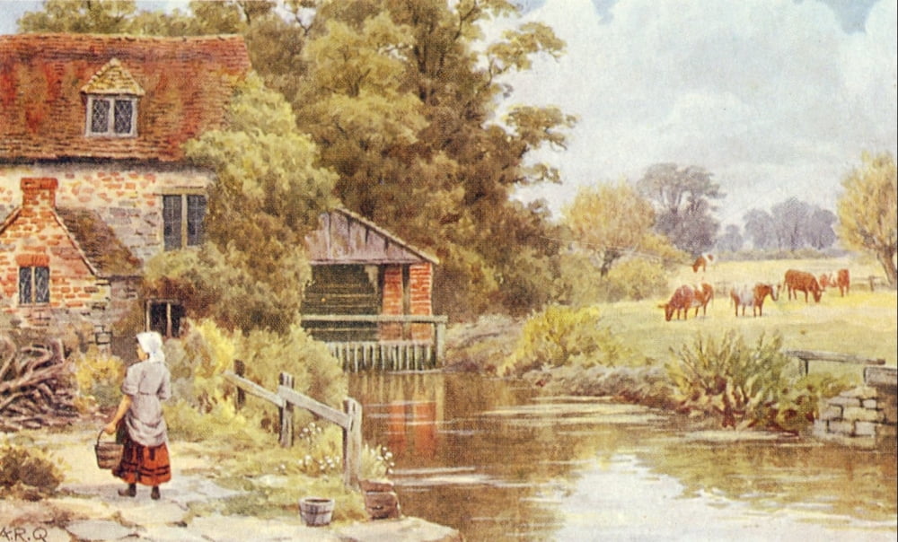 Posterazzi Somerford Mill Upper Thames Canvas Art - Alfred Quinton (24 x 36)