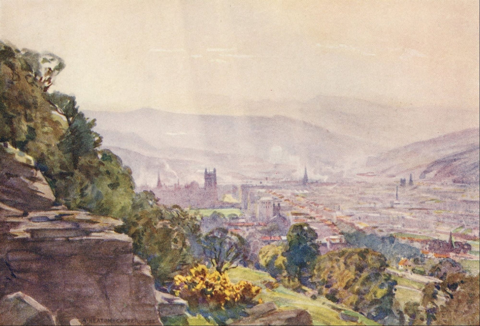 Posterazzi Somerset 1927 Bath from Hampton Rocks Canvas Art - Alfred Heaton Cooper (24 x 36)