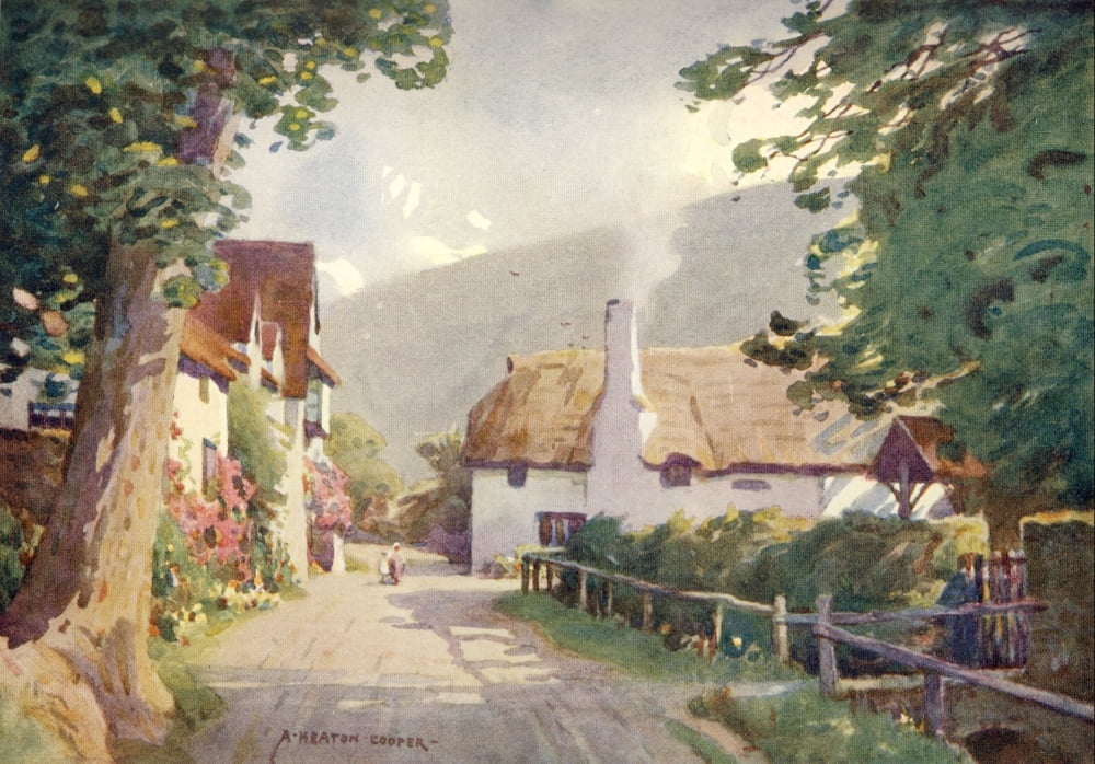 Posterazzi Somerset 1927 Luccombe Village Canvas Art - Alfred Heaton Cooper (24 x 36)