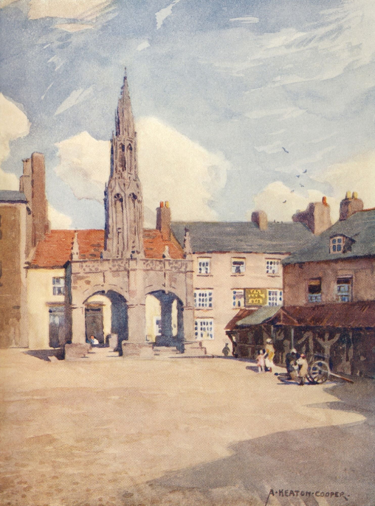 Posterazzi Somerset 1927 Shepton Mallet Market Cross Canvas Art - Alfred Heaton Cooper (24 x 36)