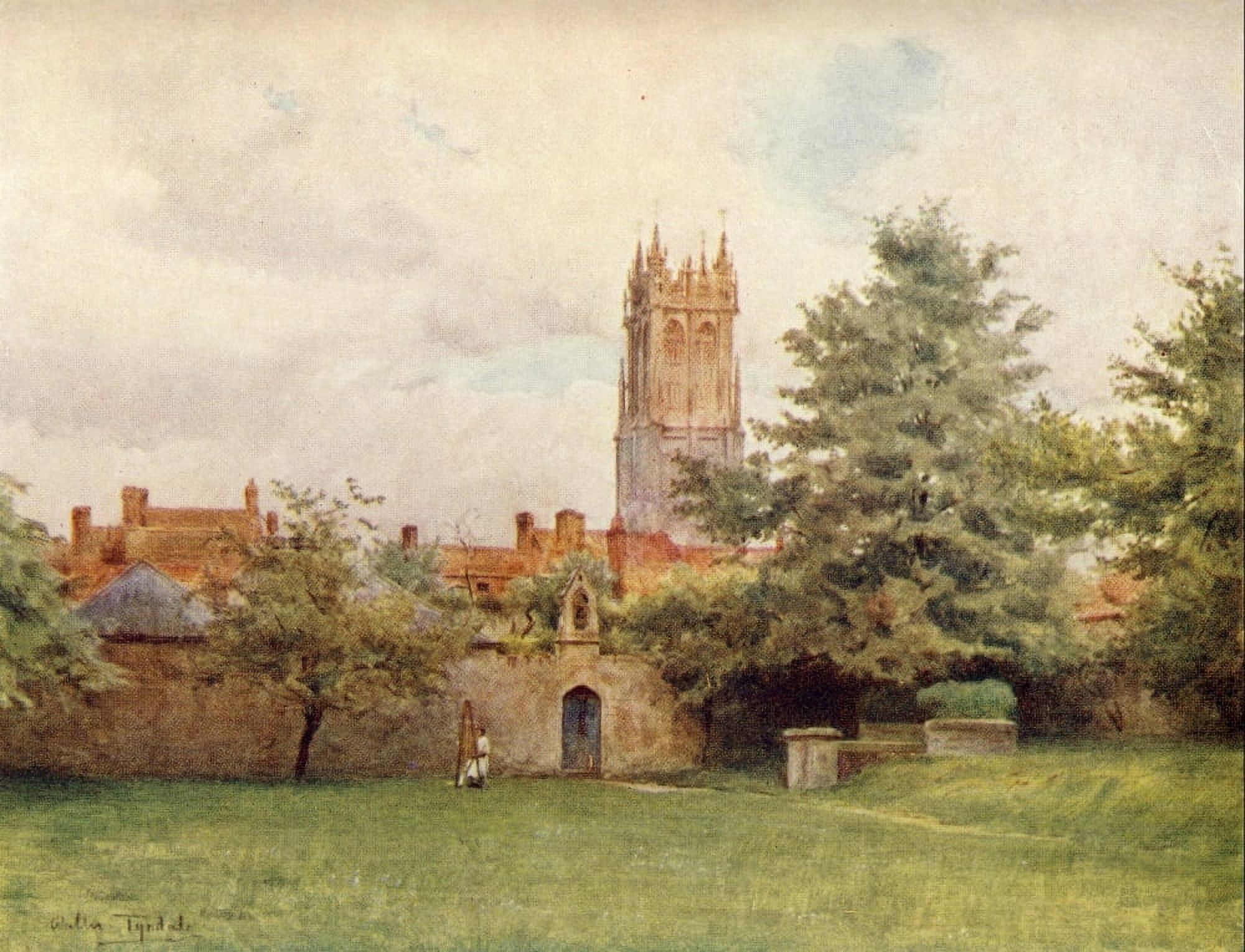 Posterazzi Somerset 1927 St Johns Tower from the Abbey Gardens Glastonbury Canvas Art - Walter Tyndale (24 x 36)