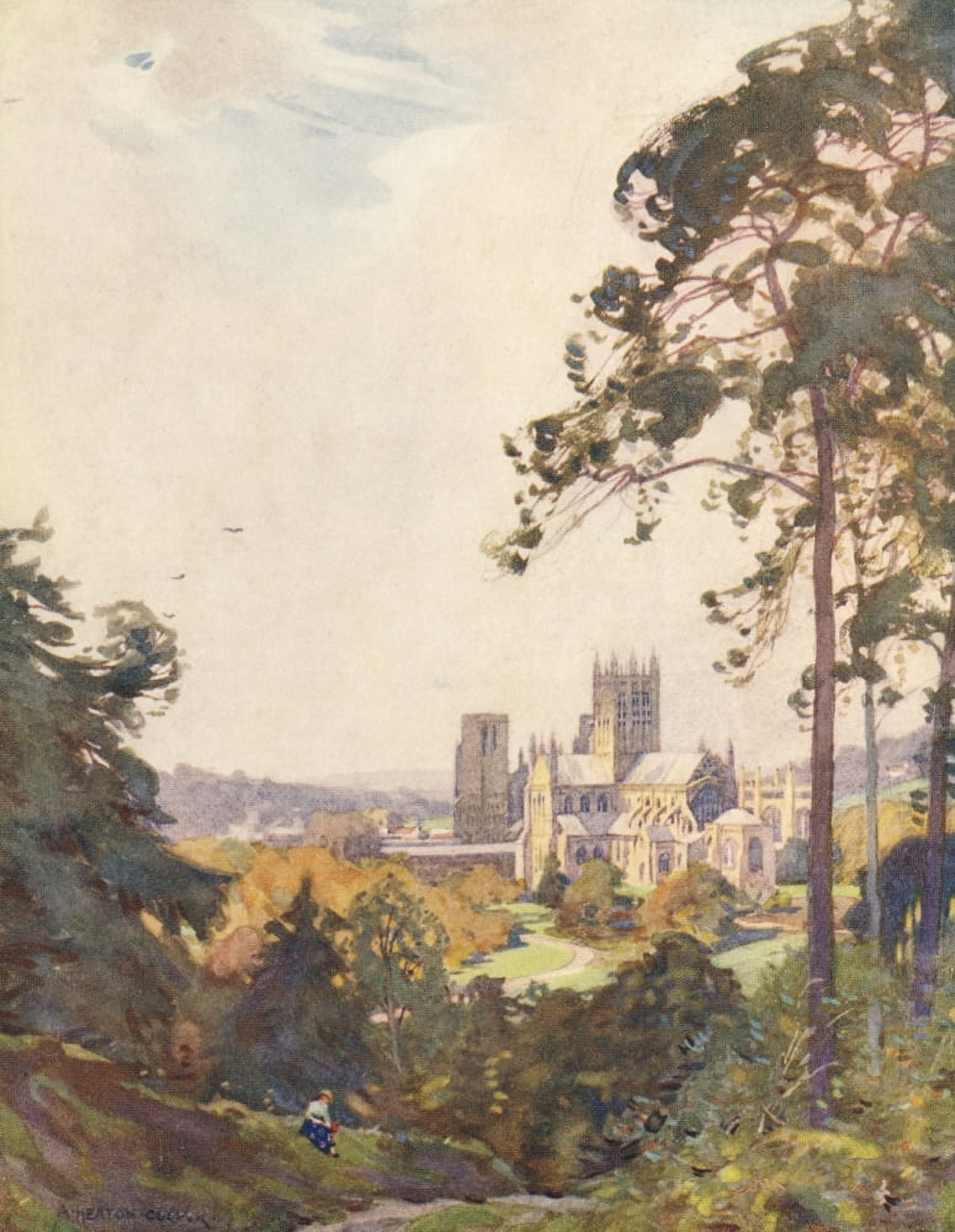 Posterazzi Somerset 1927 Wells Cathedral Canvas Art - Alfred Heaton Cooper (24 x 36)