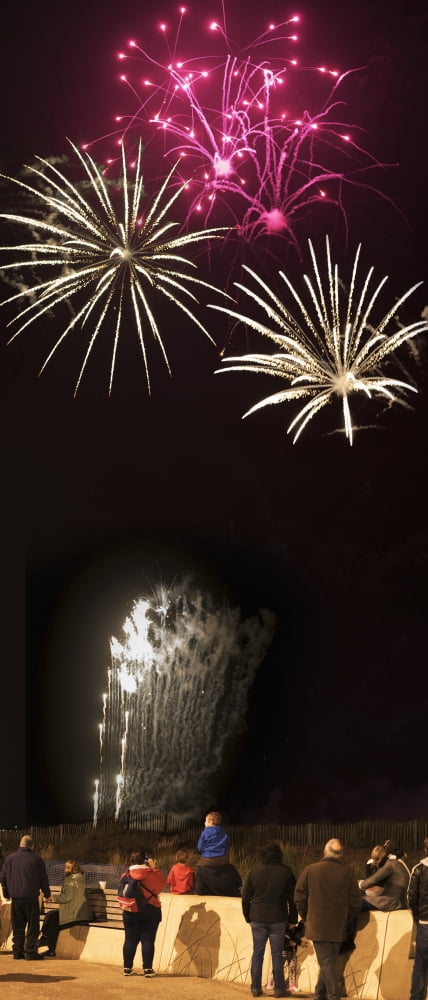 Posterazzi Spectators watching colourful fireworks display at nighttime South Shields Tyne and Wear England Canvas Art - John Short Design Pics (20 x 44)