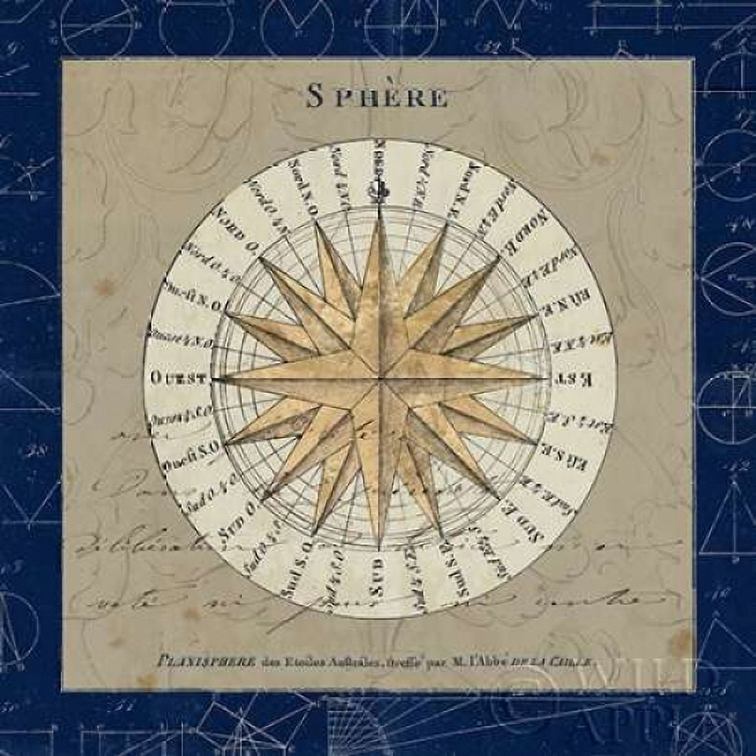 Posterazzi Sphere Compass Blue Canvas Art - Sue Schlabach (24 x 24)