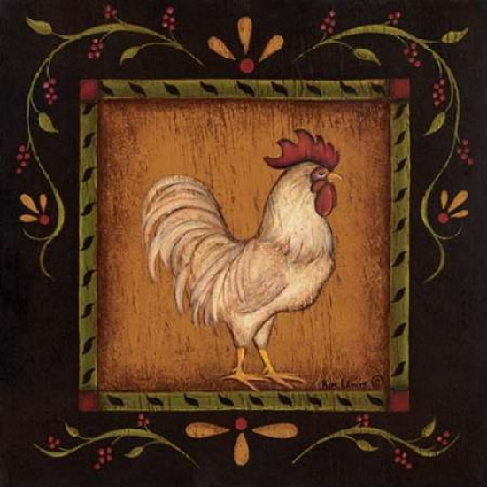 Posterazzi Square Rooster Right Canvas Art - Kim Lewis (24 x 24)