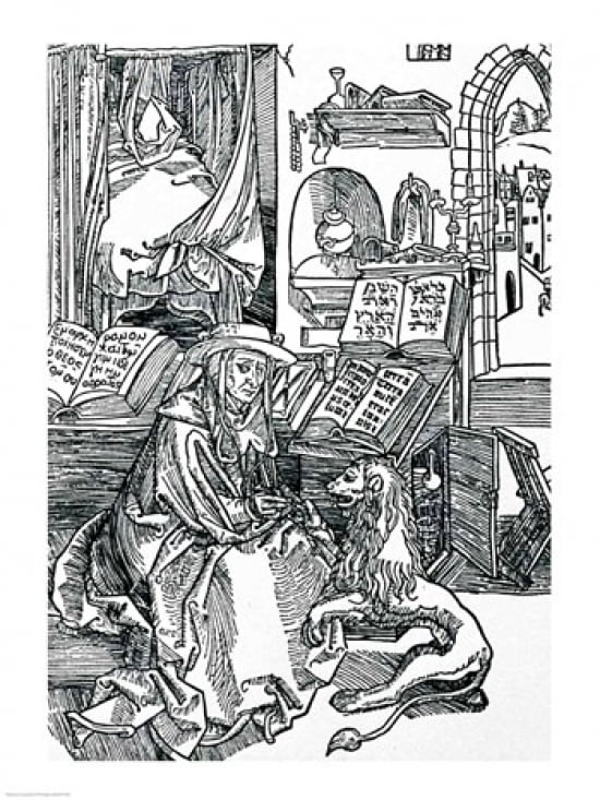 Posterazzi St Jerome in his study pulling a thorn from a lions paw Canvas Art - Albrecht Durer (24 x 36)
